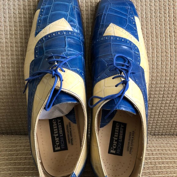 Fortune From Liberty Blue Croc Pattern Leather Oxfords main image 5
